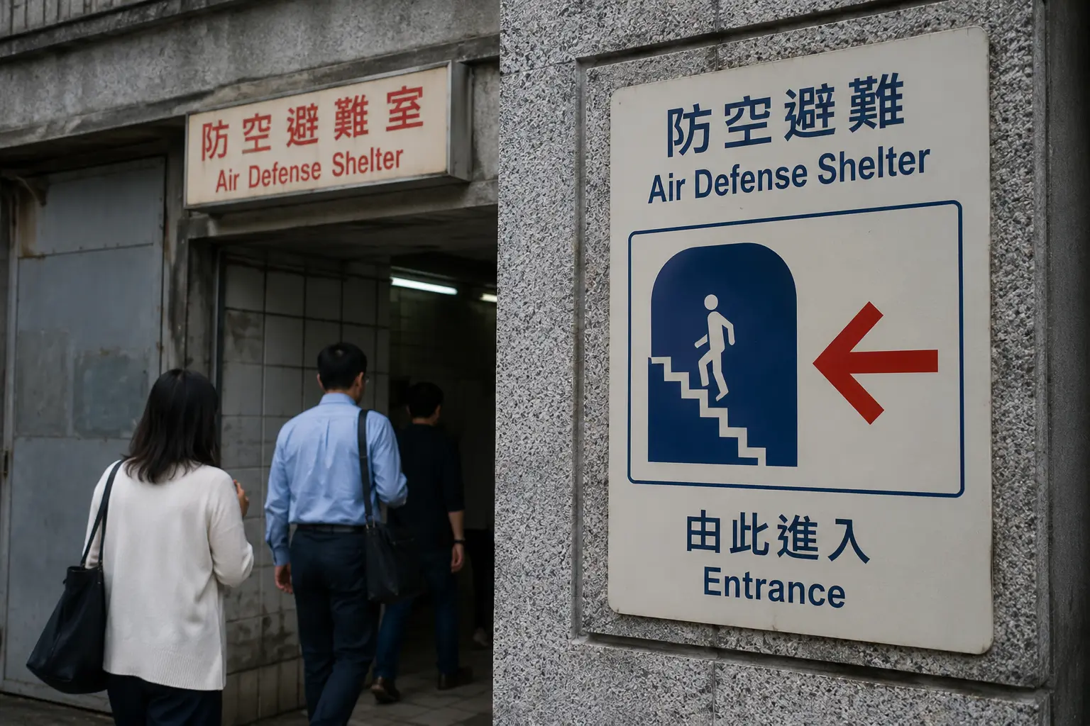 臺灣民眾查看防空避難所與緊急疏散路線